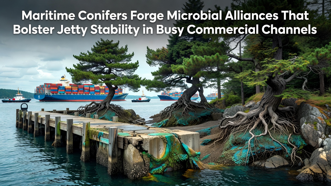 Maritime Conifers Forge Microbial Alliances That Bolster Jetty Stability in Busy Commercial Channels